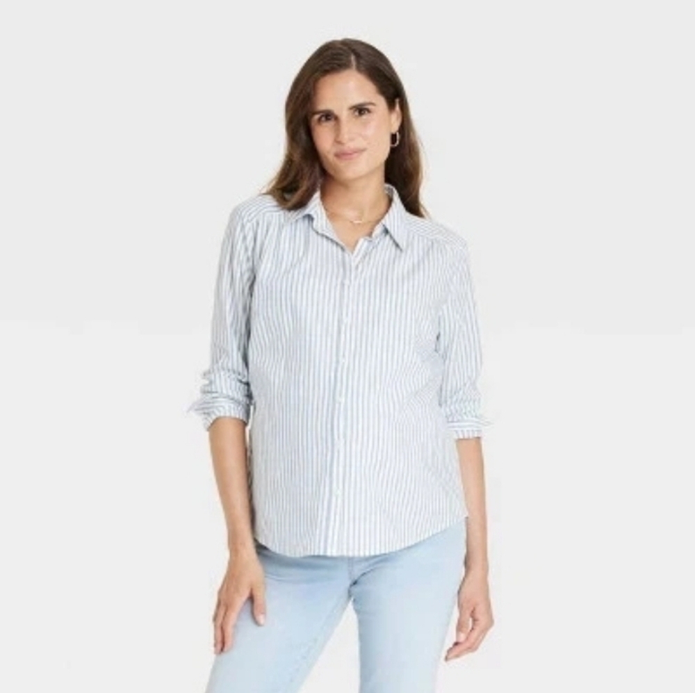 Isabel Maternity by Ingrid Women's Long Sleeve Button-Front Maternity T-Shirt